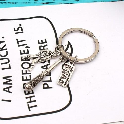 New Fashion KeychainThe Walking Dead Pendants DIY Men Jewelry Car Key Chain Ring Holder Souvenir For Gift Zombie Stick