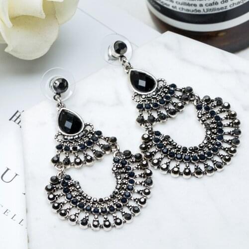 Luxury black acrylic long earrings for women New fashion sector chandelier water drop pendant handing earring exaggerate jewelry
