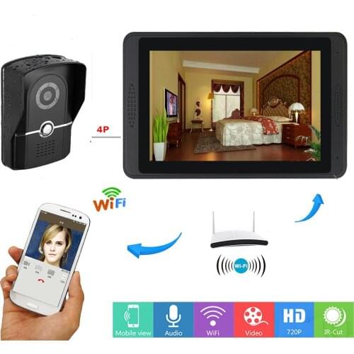 SmartYIBA WIFI 7'' TFT LCD Wired Video Door Phone Visual Video APP Remote Control Door Security Waterproof IR Visual Camera