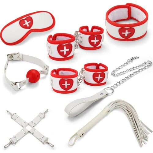 Student Soldier Police Nurse Flight Attendant Cosplay BDSM Sex Bondage Set for Couples Exotic Female Sex Toys Handcuffs Whip Rop