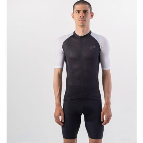 Super light Black cycling jersey with gel pad bib shorts suit MTB Breathing ride shirt White air mesh short sleeve and side