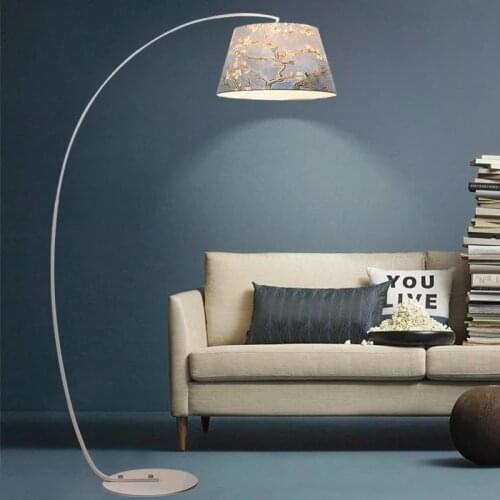 LED fabric floor lamp Japanese style living room piano floor lamp vertical arc floor lamp