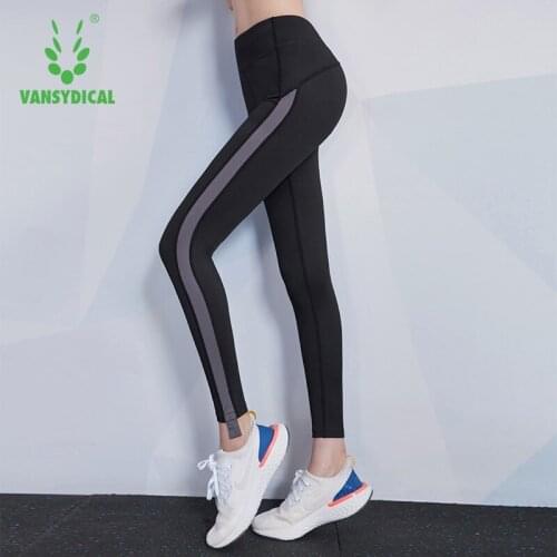 VANSYDICAL Yoga Pants Women Sports Compression Running Tights Female Gym Training Breathable Polyester Workout Leggings