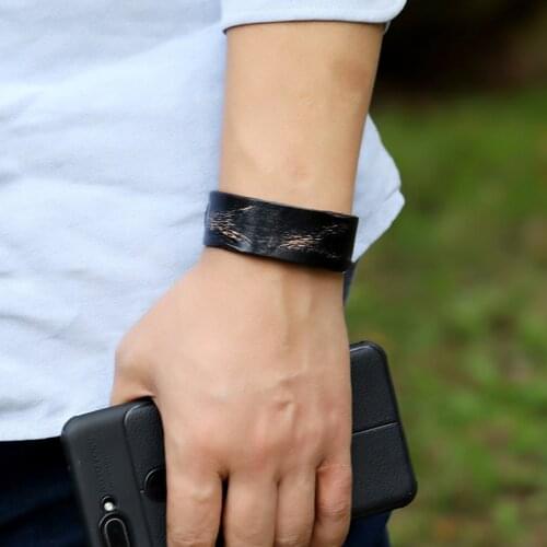 Vintage Black Leather Bracelets for Men Jewelry Punk Button Buckle Wrap Wristband for Women Daily Wear