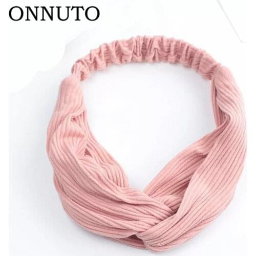 Trendy Vintage Adjustable Cloth Elastic Floral Head Wear Women Handsome Headband Bow Cross Hair Accessories Gift