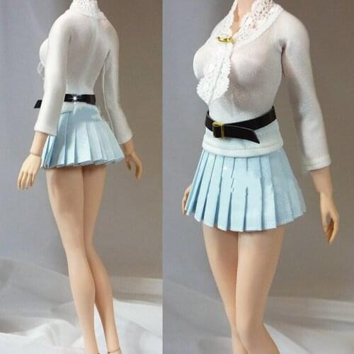 1/6 Scale Female Figure Accessory Lace Long Sleeve Top Blue Half skirt Business Office Clothes Lady Style Model for 12'' Body