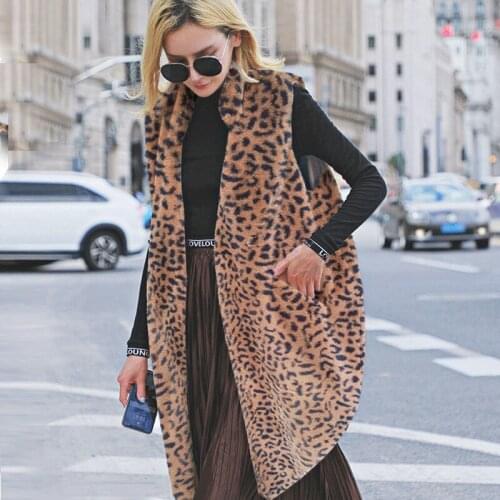 AYUALIN Sleeveless Autumn Winter Warm Furry Coats faux Rex Rabbit Fur Long jacket For Women Thick Casual Streetwear Outwear 2021