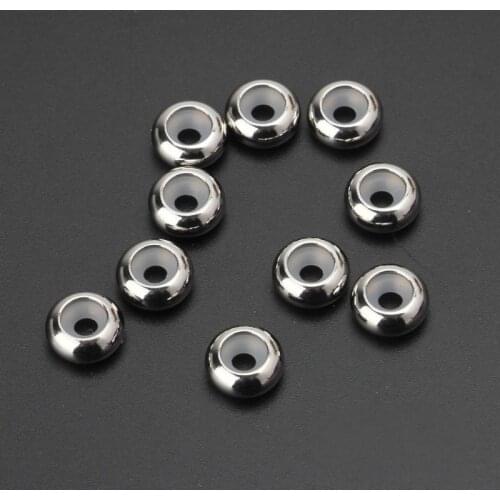 10Pcs Stainless Steel Rubber Insert Stopper Spacer Beads for Add-a-Bead Bracelet LX9E