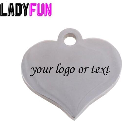14*15mm Stainless Steel Personalized Charm Your Text or Words on the Heart Laser Engrave Polish Mirror Charm