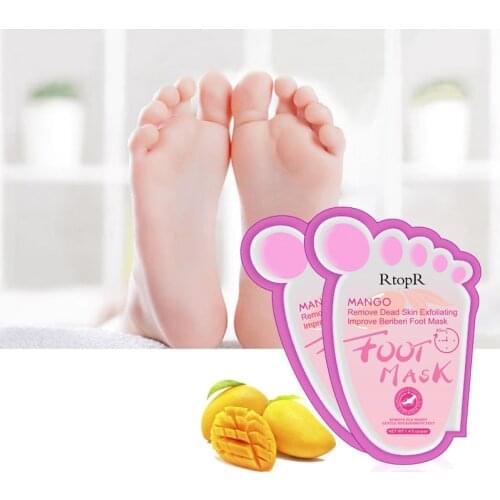 2Pcs Mango Foot Mask Peel Dead Whitening Moisturizing Exfoliating Renewal Pedicure Remove Dead Skin Heel Socks Peeling Feet Care