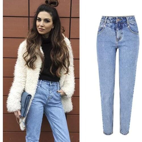 2021 High Waist Slim Comfortable Jeans For Women Fashionable Casual Straight Pants Mom Jeans Washed Boyfriend Jeans