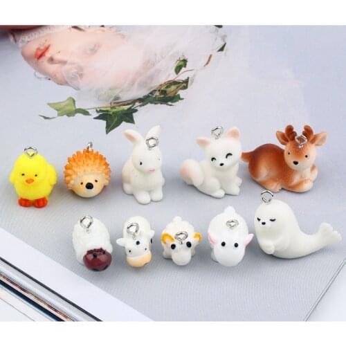 3pcs Kawaii Fox Hedgehog Elk Resin Charms Earring Findings New Year DIY Craft Accessories Necklace Pendant Handmade Jewelry Part