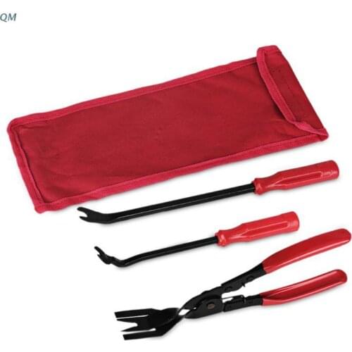 3pcs/Set Auto Car Door Panel Remover Clip Trim Auto Fastener Pliers Puller Tool Retaining Clip Remover Pry Bar Tool + Nylon 13MF