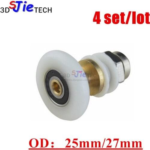 4set/lot Diameter 25mm/27mm Shower Round Glass Door Rollers Shower Pulley with Copper core for Shower door pulley parts