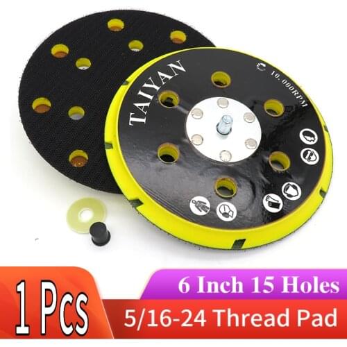 6 Inch 15-Hole Sanding Pad Sanding Disc Backing Pad M8 Thread Hook & Loop Dust Free Power Tools Accessories