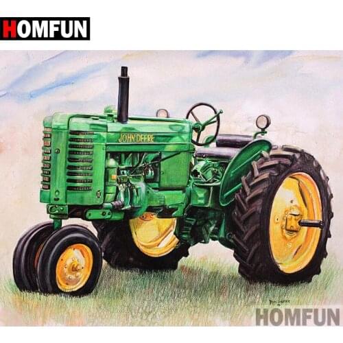 HOMFUN 5D DIY Full Diamond Embroidery "Green tractor" Diamond Painting Cross Stitch Rhinestone Home Decoration A07468