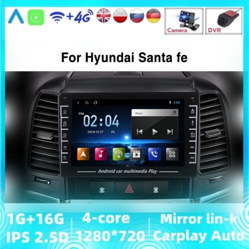 1280*720 HD Quad Core Car Radio Android 2 Din Multimedia Player For Hyundai Santa Fe 2005 2006-2012 WIFI Car DVD Gps Navigation