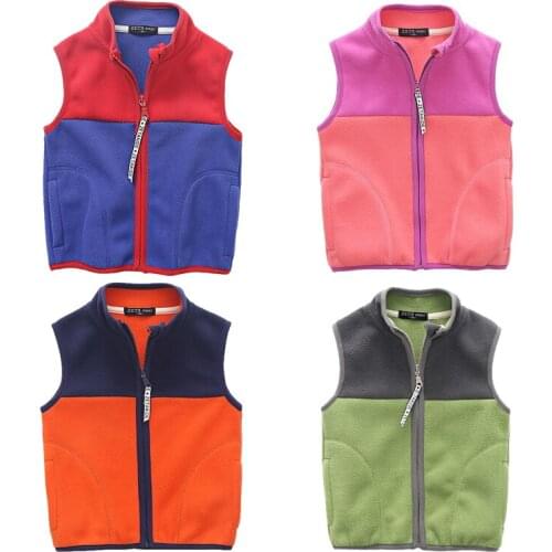 Large Size Autumn Kids Vest 2021 Winter Patchwork Fleece Warm Thicken Waistcoat For Boys And Girls Children Outerwear Coats 3-7Y