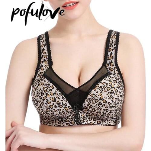 Sexy Leopard Bra Push Up Bras for Women Wireless Bralette Plus Size Underwear Wide Strap Female Seamless Brassiere Lingerie