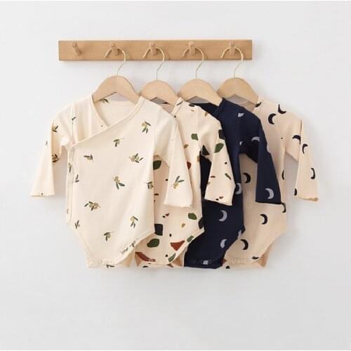 Newborn Baby Boys Girls Romper Cute Print Cotton Long Sleeves Newborn Rompers Fashion Baby Clothing For 0-2years
