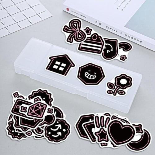 40Pcs Black Daily Practical Expression Pink Neon Light Stickers Hand Account Phone Laptop Suitcase Scrapbooking Graffiti Sticker