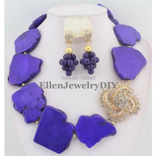 Purple African hot Jewelry Set Nigerian African Wedding Beads Jewelry Set hot Beads Necklace Set W7564