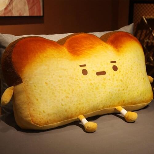 Giant Emoticon Toast Bread Bed Cushion Stuffed CArtoon Food Bed Bedside Pillow Funny Gift for Grl Bedroom Decor Toy for Him