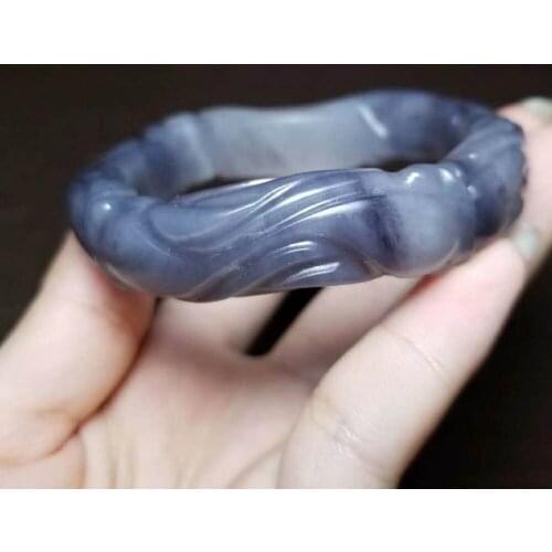 H1#Qinghai material and Tian Yubing bottom purple white jade belt leather rattan bracelet