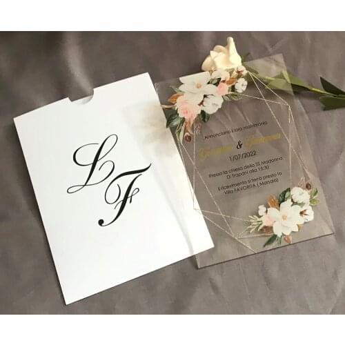 Initials Pocket Envelopes,Clear Invitation,Transparent Invitations,10pcs Custom Acrylic WEDDING INVITATIONS,Save Date Invitation