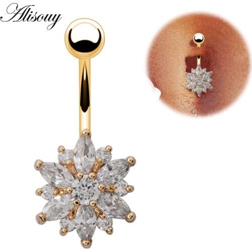 Alisouy 1 piece Belly Button Ring Body Piercing Jewelry Navel Piercing jewelry 316L Stainless steel Belly Button Rings