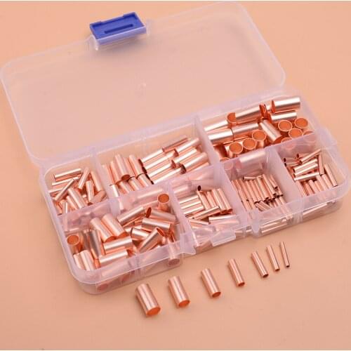 Copper Tube Butt Connectors Wire Ferrule Cable Crimp Terminal Kit GT1-6mm High Quality