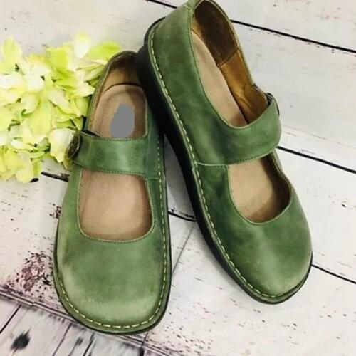 Fashion Round Toe Plus Size 35-43 Wedge Women Low Heels Mary Janes Shoes Buckle Work Retro Lolita Zapatos Mujer Lady Shoes