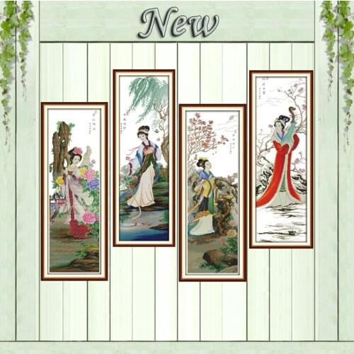 Chinese beauty spring summer decor painting counted printed on canvas DMC 11CT 14CT Cross Stitch kits embroidery needlework Sets