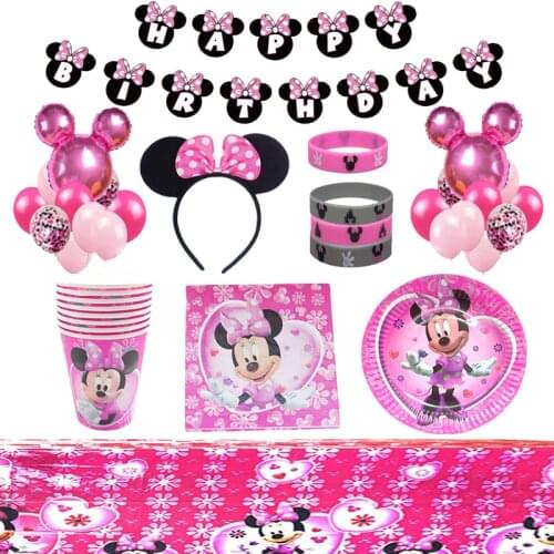 Disney Minnie Party Birthday Party Decorations kids Disposable Tableware Birthday Party Decorations Supplies Kids favors