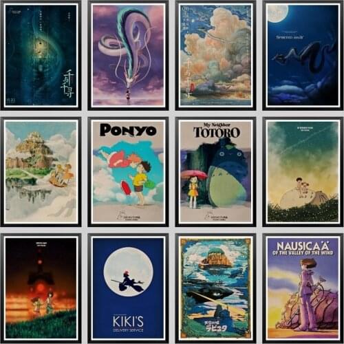 Jun Miyazaki Spirited Away Totoro Kraft Paper Poster Bar Home Decor Poster Decorative Painting Wall Sticker