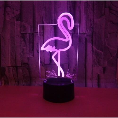 Flamingos LED 3D Night Light Remote Touch Switch 7 Color Change Animal Desk Acrylic 3D Lamp Indoor Atmosphere lamp Kids Gift