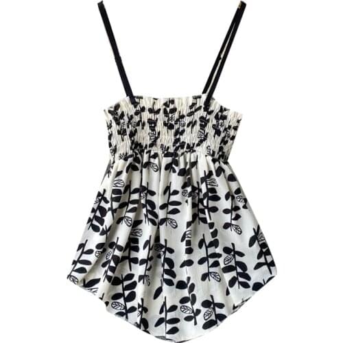 Summer New Fashion Camisole Womens Age Reduction All-match Sexy Tube Top Slim Lotus Leaf Print Blouse KK507
