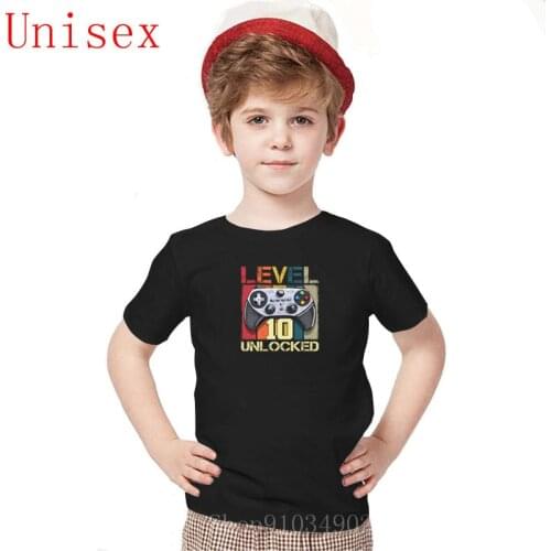 Newest fashion Vintage 10th Bday 10 years old Gamer Gift Level 10 Unlocked kids tshirts boys shorts shirts for teenage girls
