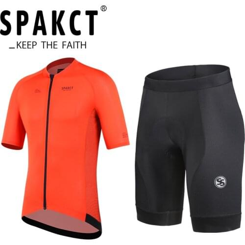 SPAKCT New 2021 Men Cycling Jersey Summer Short Sleeve Set Bib Shorts Bicycle Clothes Sportwear Shirt Clothing Suit