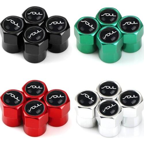 New 4PCS Aluminum alloy For KIA soul 2008 2009-2018 Auto Wheel Tire Valve Stem Caps Cover Car Accessories