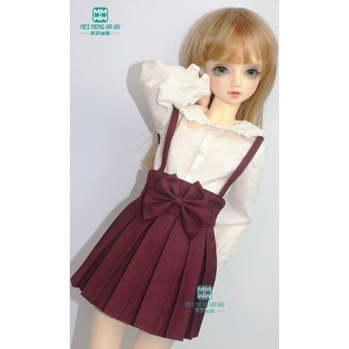 BJD doll clothes fits 1/3 BJD doll fashion elegant wine red sling pleated skirt