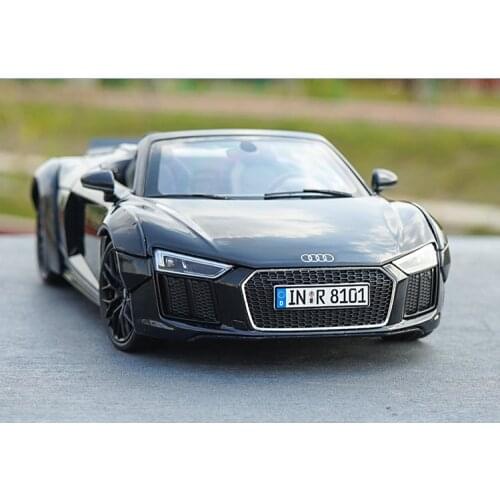 Original Authorized Authentic 1/18 Scale Audi R8 V10 plus NEW R8 Diecast black Car Model for birthday/christmas gift,collection