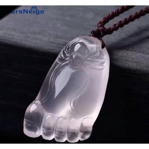 Fine Carved White Natural Crystal Pendants Foot Pendants Necklace Sweater Chain Blessing Lucky for Men Women Fashion Jewelry