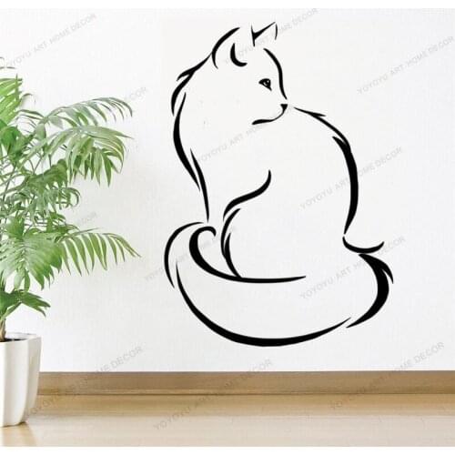 Pet Ragdoll Cat Sign Wall Decals Scissors Decor Vinyl Wall Sticker Removable Wallpaper Animal Care Shop Art Wall Murals CX47