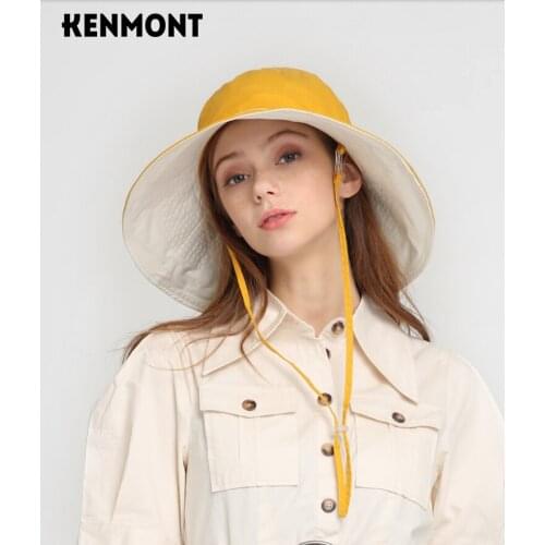 Kamon big brim beach windproof UV sun hat female summer sunscreen sunshade fisherman hat all-match Japanese