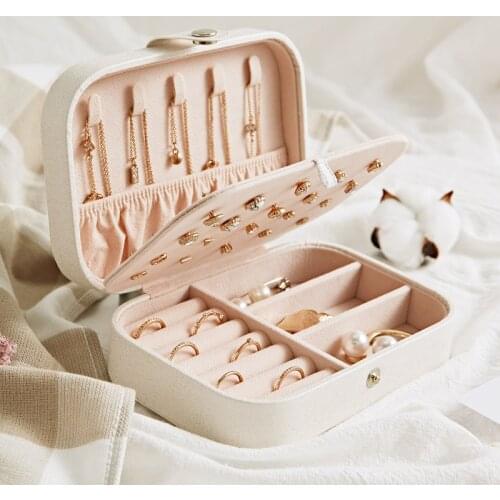 Portable Jewelry Organizer Display Travel Jewelry Case Universal Leather Boxes Button Storage Ornaments Storage