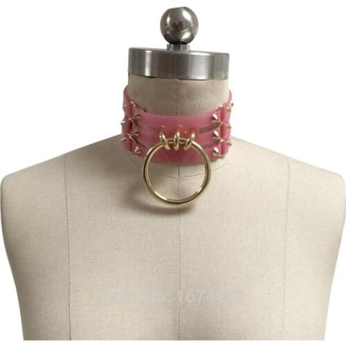 Handmade Punk Gothic BDSM Club Pub 100% Handcrafted Vinyl Choker O-Round 3 Row Caged Collar Hollow Out Clear PVC Necklace