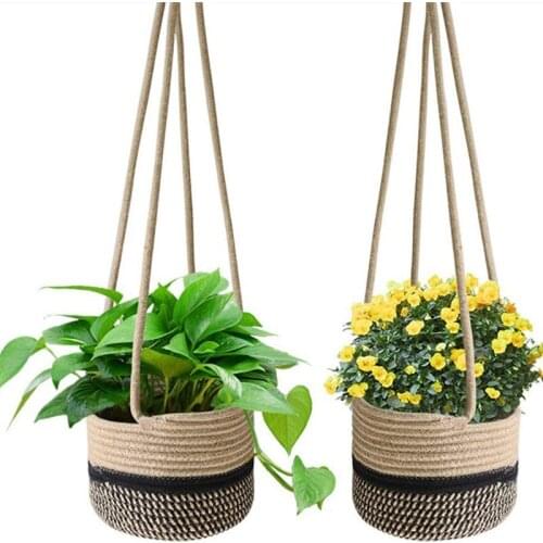 Garden Plant Hanging Pot Plant Hang Plant Flower Pot Woven Hanging Planter Basket Home Garden Decoration Flower Pot Holder