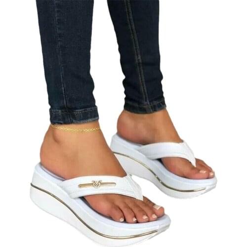 Women High Heels Thick Bottom Slides Summer Casual Beach Shoes Big Size Wedge Platform Sandals Mules Slipper Female Flip Flops