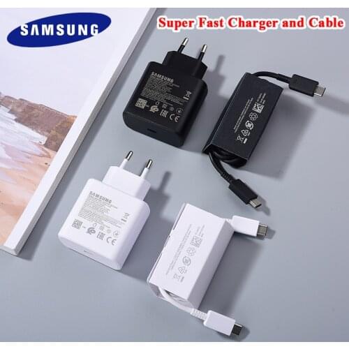 Samsung 45W Super Fast Charger EP-TA845 Quick Charging Power Adapter USB C To USB C Cable For Galaxy Note 20 10 + S21 S20 5G A91